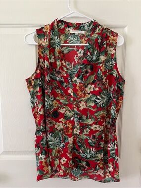 Rose & Olive Red Floral V-Neck Sleeveless Camisole